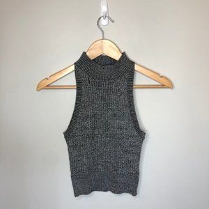 Turtle neck Low cut sleeveless Salt and pepper ribbed tank, Streetwear Society